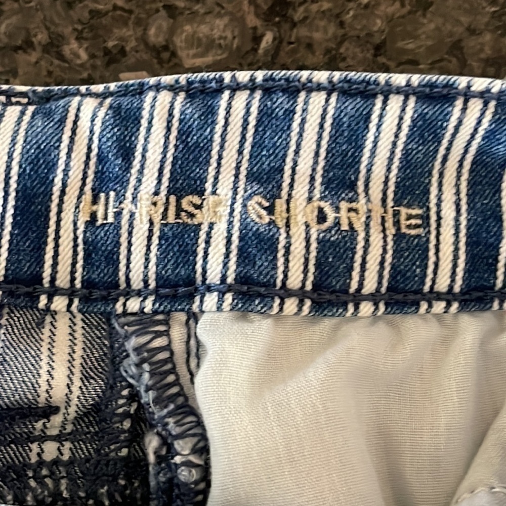 American Eagle Blue And White Stripe Next Level Stretch Hi-Rise Shortie - Picture 6 of 7